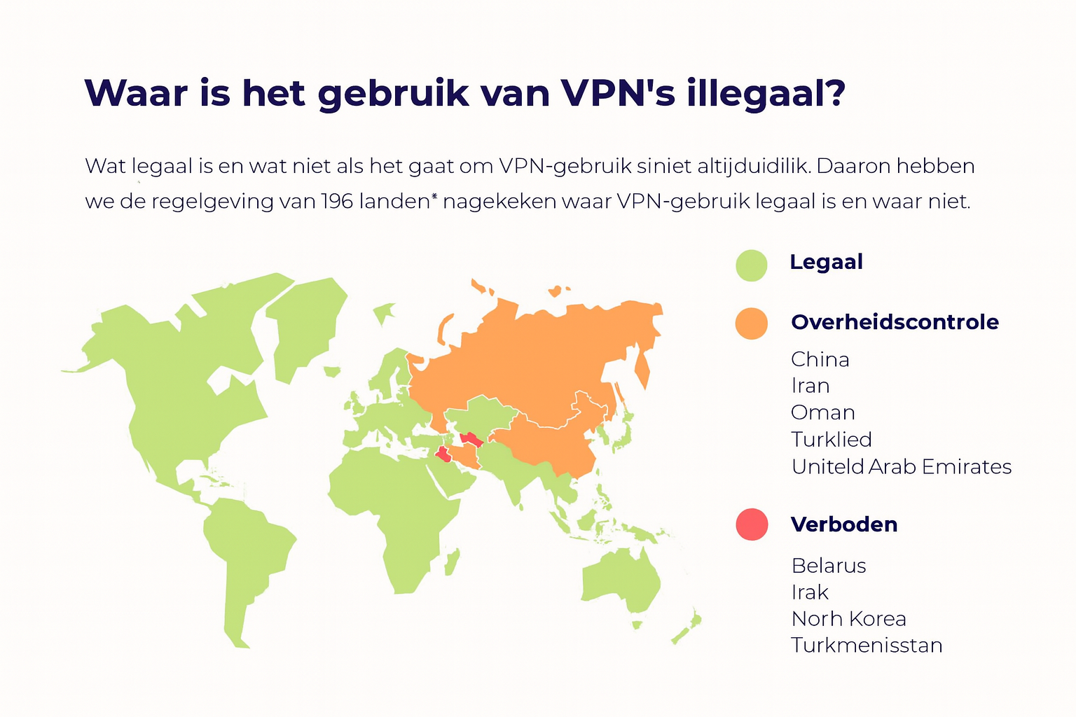 In welke landen is een VPN niet legaal?