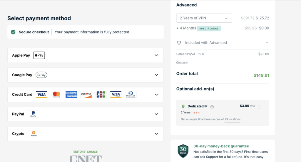expressvpn betaalmethoden