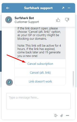 Surfshark opzeggen via livechat