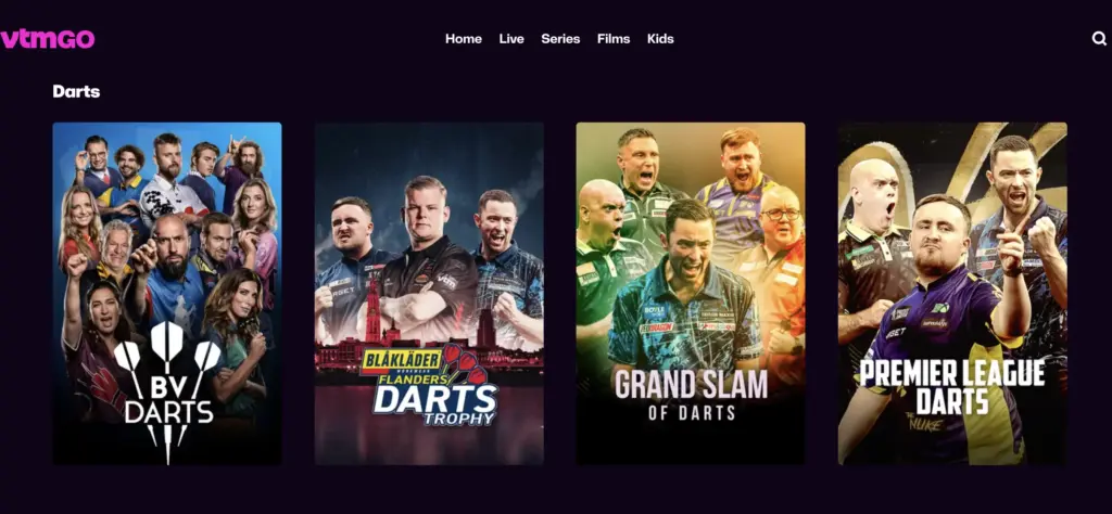 Darts live via VTM kijken